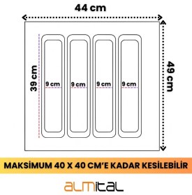 Resim ALMITAL 44x49 Mikro Kabartma Desenli Antrasit Kepçelik En 40 Boy 40 Cm'e kadar kesilebilir 