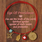 Resim 1 adet Boho Chic Kırmızı Turkuaz Haç ve Şer Kolye - Kadınlar ve Erkekler için Polyester Boncuklu Takı - Arkadaşlar/Sevgililer/Aileler için İdeal Hediye - Günlük Kullanıma Uygun Çok Yönlü Aksesuar 