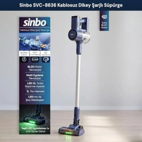 Resim Frefly Store Sinbo SVC-8636 Şarjlı Dikey Süpürge, Kablosuz Bldc Motorlu, 42 Dakikaya Kadar Kullanım, 20 Kpa Emiş Gücü, 1 L Toz Haznesi, Hepa Filtreli 