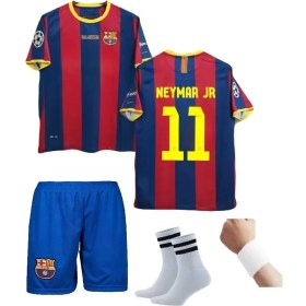 Resim Barcelona 2011 Sezon Şampiyonlar Ligi Neymar Jr Retro Bordo Çocuk Forması 4lü Set Çorap+Biliklik Hediye 