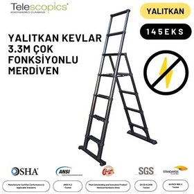 Resim 3.3 Metre Kevlar Yalıtkan/Yüksek Gerilime Dayanıklı Çok Fonksiyonlu Merdiven 20ACKV – 145EKS 