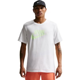 Resim Nike Dri-Fit Run Swoosh Erkek Beyaz Koşu T-Shirt IH4238-103 