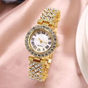 Resim Hanyang Altın Yeni Moda Kadın Taklidi Öğrenci Bilezik Saatler Kadın Kore Versiyonu Trend Çelik Elmas Dekorasyon Kadın Bilezik Izle (Yurt Dışından) 
