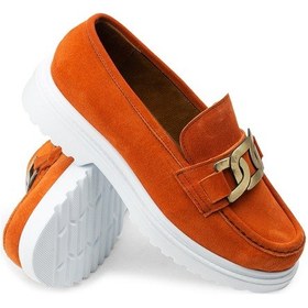 Resim Deery Hakiki Süet Turuncu Tokalı Loafer Kadın Ayakkabı - 01902ztrcp01 Turuncu 