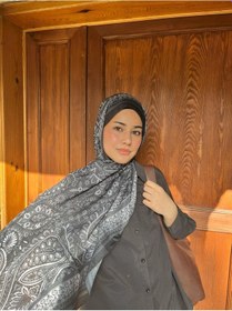 Resim Modakaşmir Aminenesil Etnik Desen Soft Pamuk Şal Siyah Beyaz Renk 