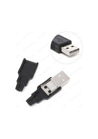 Resim Plastik Muhafazalı Lehim Tipi 4 Pin USB A Erkek Fiş 