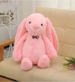 Resim Uyku Arkadaşım Papyonlu Uzun Kulak Bunny Peluş Tavşan 65 Cm Pembe 