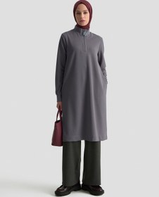 Resim Armine Fermuar Detaylı Basic Tunik Gri 