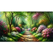Resim Venspor Büyüleyici Orman Yolu Temalı Arkaplan, Bahar Çiçekleri ile 200x150cm Fon, Duvar Örtüsü 