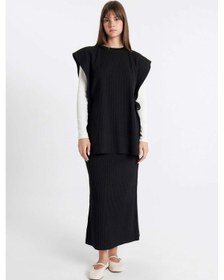 Resim Defacto Regular Fit Basic Düz Maxi Siyah Triko Etek A1314AX24AUBK81 Siyah 