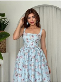 Resim Defymoda Yoa Cep Detaylı Elbise Mavi 