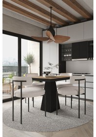 Resim Avvio Lago Siyah Lake Mdf Ayak 80x80 Yemek Masası Mutfak Masası 4 Kişilik Masa Takımı Teddy Sandalye Akça Avvio89690 