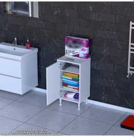 Resim Eliusta Sabir 35 Cm 2 Raflı Beyaz Banyo Mutfak Dolabı 3 Bölmeli Çok Amaçlı Dolap 35x75x32,5 Cm Düzenleyici Beyaz 
