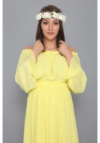 Resim Modalabio Moda Labio - Babyshower Dökümlü Hamile Elbisesi Sarı 