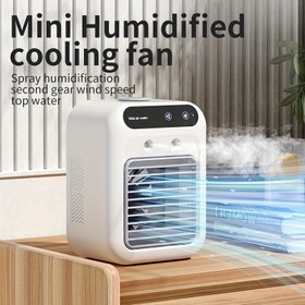 Resim 1 Adet Taşınabilir Nemlendirici Soğutucu Fan, 500ml Su Tankı, Çift Rüzgar Hızı & Püskürtme Modu, USB Şarjlı, Ev, Ofis, Kamp İçin Uygun, Mini Hava Soğutucusu, Kişisel Masaüstü Nemlendirici Fan 