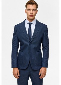 Resim Süvari Lacivert Slim Desenli Mono Yaka 6 Drop Takım Elbise-38749 Lacivert 