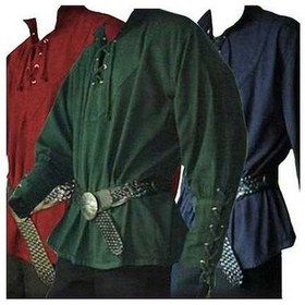 Resim Yingfu Şövalye Gömlek Standı Yaka Kurma Hızlı Cadılar Bayramı Kostüm Ortaçağ Giyim Cosplay Siyah 