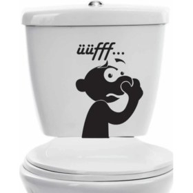 Resim Mcem Store Komik Uff Koku Dekoratif Klozet Banyo Sticker Siyah 