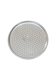Resim Yuvarlak Paslanmaz Çelik Pizza Tepsisi 36 Cm Delikli Fırın Tepsisi Gümüş 