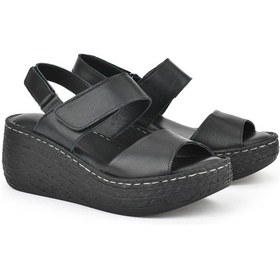Resim Ziya Kadın Hakiki Deri Dolgu Topuk Sandalet 1511032z7706 Siyah 1511032z7706 000 36 