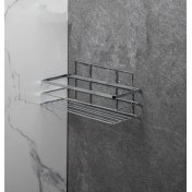 Resim Banyo Köşe Rafı Paslanmaz Tek Katlı Krom Kaplama 