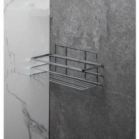 Resim Banyo Köşe Rafı Paslanmaz Tek Katlı Krom Kaplama 
