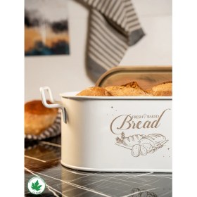 Resim Tahta Kapaklı Metal Ekmeklik, Ahşap Kapaklı Ekmeklik (Bread Baskılı) 