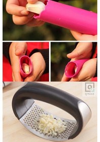 Resim 2Li Set Sarımsak Ezici + Sarımsak Soyucu Silikon Soyma ve Ezme 
