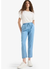 Resim Defacto Pull On Carrot Fit Yüksek Bel Bilek Boy Akışkan Kumaş Yıkamalı Pantolon D8237AX25SM Mavi 