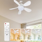 Resim 40,13 cm Soketli Akıllı Tavan Fanı ve Işıklar, Uzaktan Kumandalı, Ayarlanabilir LED 30W Soket Fan Lambası, 3 Hızlı 3 Renk 3000K-6500K, E26/27 Vidalı Tavan Fanı Yatak Odası, Mutfak, Oturma Odası, Garaj için 