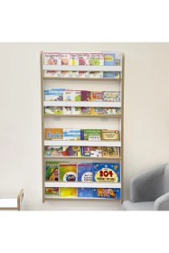 Resim Montessori Çocuk Kitaplığı 4 Raflı, Mdf Malzeme, Yuvarlatılmış Kenarlar, Modern Tasarım Beyaz 