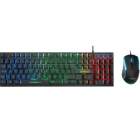 Resim Everest Km-198 Luminax Siyah Gökkuşağı Aydınlatmalı Q Gaming Oyuncu Klavye + Mouse Set Optik 