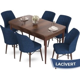 Resim Canisa Concept Aya Serisi 80 x 132 cm Açılabilir Barok Ahşap Desen Mutfak Masa Takımı 6 Sandalye 