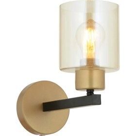 Resim Apliqa Jade Eskitme Siyah Boyalı Bal Camlı Duvar Lambası Yatak Odası-Banyo-Yatak Başı Aplik 