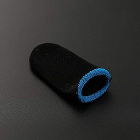 Resim HUAYUWA 2 Çift Ter Geçirmez Parmak Eldivenleri Dikişsiz Dokunmatik Ekran Oyun Denetleyicisi Başparmak Kolları PUBG Telefon Oyun Aksesuarları için, Siyah + Mavi 