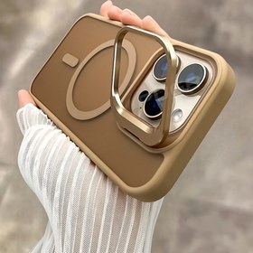 Resim Lüks Şeffaf Mat Akrilik Manyetik Braketli Telefon Kılıfı iPhone 16 15 14 13 12 11 Pro Max Plus Manyetik Kablosuz Şarj 16 Pro Kılıfları Cilt Hissi Metal Lens Tutucu Darbeye Dayanıklı Kapak 