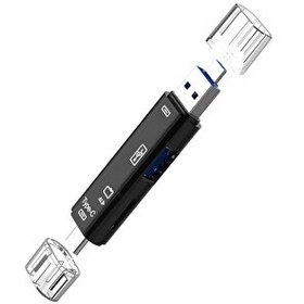 Resim Shaza 5'i 1 Arada Telefon Ve Bilgisayar USB Type-C OTG Siyah Micro Kart Okuyucu 