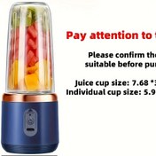 Resim 2 Fincan, Taşınabilir 6 Bıçaklı 2'si 1 Arada Buz Blender ve Dondurulmuş İçecek Sıkacağı, USB Şarj Fonksiyonu - Sorbet Yapmak için Mükemmel, Milkshake - Sevgililer Günü, Şükran Günü, Anneler Günü Hediyesi, Ev, Mutfak ve Seyahat Kullanımı için Uygun - Modern Mutfak Aleti 