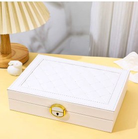 Resim Mdl10- Beyaz Takı Kutusu Kilitli Deri Görünümlü Takı Düzenleyici 