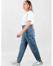 Resim Kadın Beli Lastikli Kot Pantolon Mavi 