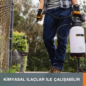 Resim WORX WG829E 20Volt 2.0Ah. Li-ion 5Lt. Omuz Askılı Basınçlı İlaçlama ve Dezenfektan Pompası 