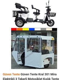 Resim Kral Güven Tente Kral 301 Mira Elektrikli 3 Tekerli Motosiklet Kışlık Tente 