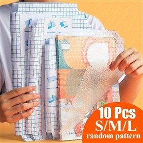 Resim 10 Adet Kendinden Yapışkanlı Kitap Koruyucu - Şeffaf SML Boyut (Tekli Posta) Kesilebilir Izgara Desenli ve Çok Renkli Tasarımlar, Okul, Ofis, Dergi, Günlükler için - Okula Dönüş Malzemeleri, Ofis Gereçleri, Öğrenme Hediyeleri, Dergi Saklama, Canlı Baskılar, Kolay Uygulama, Kırtasiye Eşyaları 