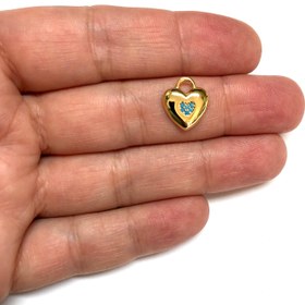 Resim Altın Kaplama Kalp Doğum Taşı - Aralık - Topaz 