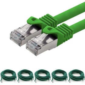 Resim IRENIS 5 Adet CAT7 S/FTP Ethernet (Network, LAN) Kablosu, Yeşil, 25 cm 