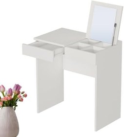 Resim Aynalı Makyaj Masası, 2 Çekmeceli, Beyaz, MKJ 101 70x42 