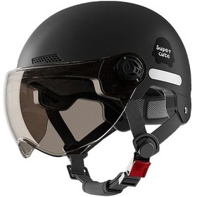 Resim Geeksen Güvenlikli Motosiklet Kaskı - Unisex Yarım Kask, Siyah Renk Ve Kısa Çay Camı 