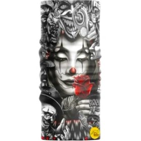 Resim Motobir Baf-Bandana Siyah Beyaz Joker Kadın Kırmızı Gül 