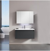 Resim Orka Likya 80 Cm Mdf Mat Antrasit Banyo Dolabı Takımı 