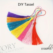 Resim 100 Renkli Kadife Püsküller, Halat Halkalı Çin Düğümü Püskül, DIY El İşleri, Takı Kolyeleri, Yer İşaretleri, Mezuniyet Şapkaları, Anahtarlık Süslemeleri için Uygun 13cm/5.11in 